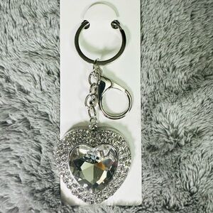 Silver Heart Keychain with Crystals